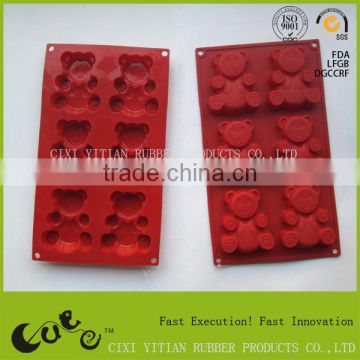 6 cups 3D bear shape silicone kitchenware mould