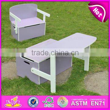 New Design competitive price kid storage box,Portable children wooden toy box,Storage box can change to study table W08G017A