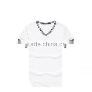 2016 OEM/ODM Customized short sleeve blank tshirt no label white blank t-shirt v neck t shirts men