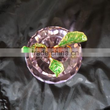 high quality quality crystal Pink apple model for wedding gift