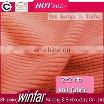 Winfar China Rib factory 95%polyester 5%spandex 2*2 design rib boat for clothing