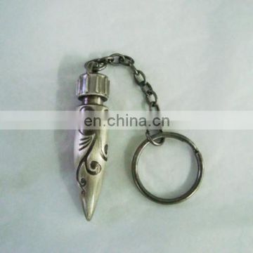 bullet shaped metal key ring in antique finish