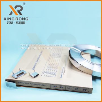 Stainless steel packaging band for hoses