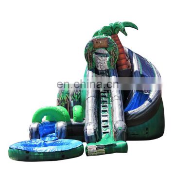 Inflatable Coconut Falls Twister Slides Backyard Commercial Inflatable Twin Curved Water Slide With Pool