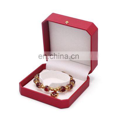 Custom Logo Octagonal Shape Red Color  Pu Leather Bangle Box