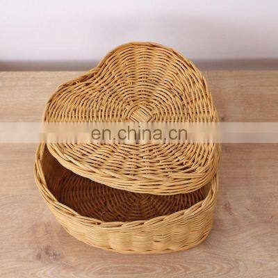 High Quality Wicker woven love storage box rattan storing small items basket Wholesale