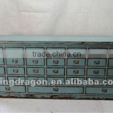 Chinese antique furniture pine wood blue 31 drawer cabinet