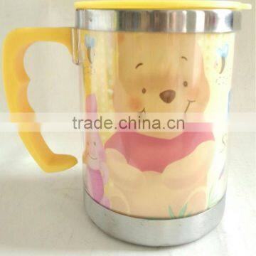 high quality double wall coffee cup with lid and handle