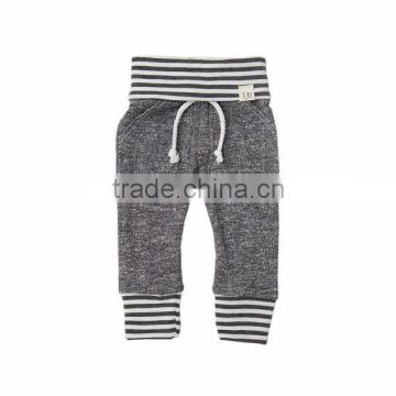 (CP609#grey) children casual cotton pants with striped in the waist and foot for baby pants
