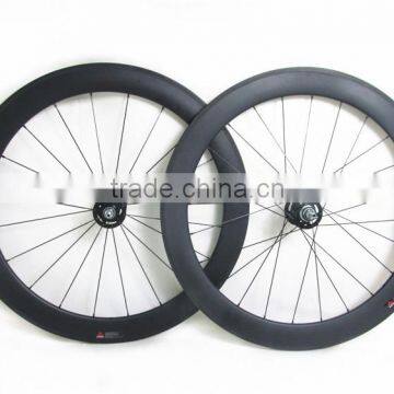 oem carbon track bike tubular wheels 60mm with 25mm width totally hand built by Toray 700 carbon fiber
