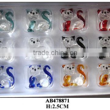 transparent glass cat set with colored tail for gift