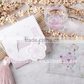 wedding favors glass coasters with sakura decorated