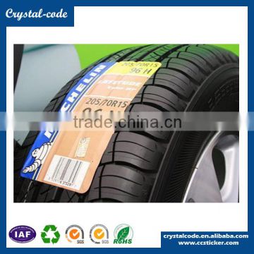New design car tyre label, strong adhesive rubber vulcanized tire label