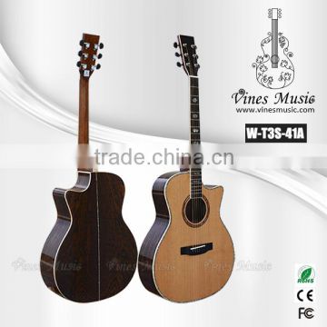 Solid cedar acoustic guitar factory price cutaway acoustic guitar (W-T3S-41A)
