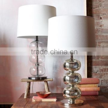 clear silver bead glass table lighting with linen shade
