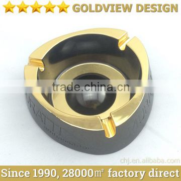 Plated copper gold Round pocket ashtray zinc alloy for gift, metal ashtray,car ashtray