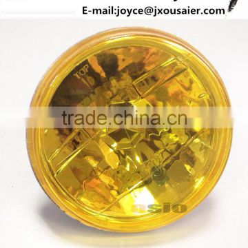 7 inch Round Halogen Semi Sealed Beam Auto Headlight with Yellow Crystal Glass with BMC hold