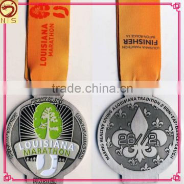 hot selling louisiana marathon medal with ribbon