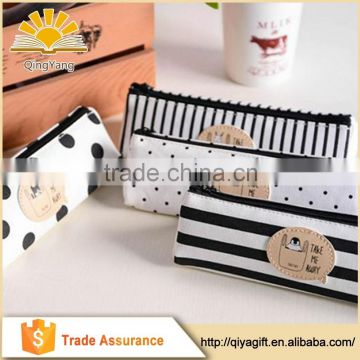 wholesale customizable clear unbranded school white canvas pencil case for teenagers