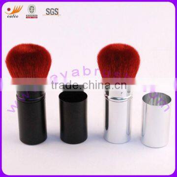 Red natural hair retractable brush with decorated handle