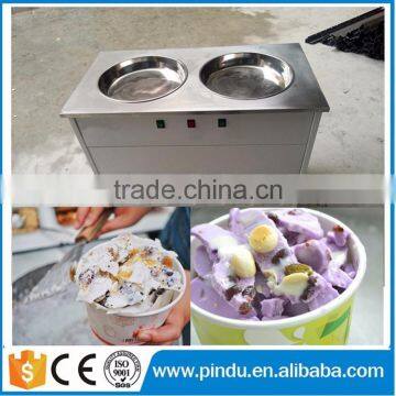 Industrial two pans fried ice cream frying machine for making roll