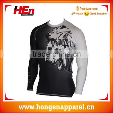Hongen apparel Mens Clothing Compression Shirts Printed Rash Guard For Men Long Sleeves