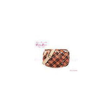 Orange Spring Plaid Cross Body Bags for women , 2 internal pockets