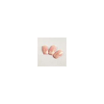 Romantic Charming French Tip Fake Nails Shinning Glitter Artist Nail Pink / White