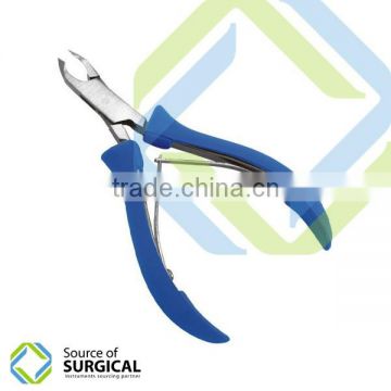 New Cuticle Nipper Double Action, with blue rubber grip on handles B-NCN-73