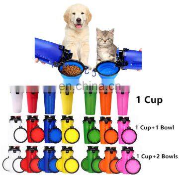 2 In 1 Pet Feeder Dog Water Bottle Collapsible Dog Bowl Outdoor Travel Pet Food Water Drinking Fountain for Pet Cat Dog
