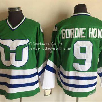 Hartford Whalers #9 Gordie Howe Throwback Green Jersey