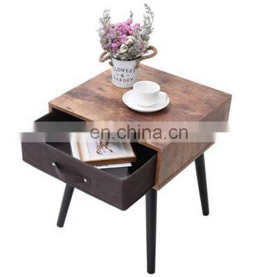 Medieval nightstand 2-piece set table with 1 storage drawer nightstand with wooden leg side table country Brown