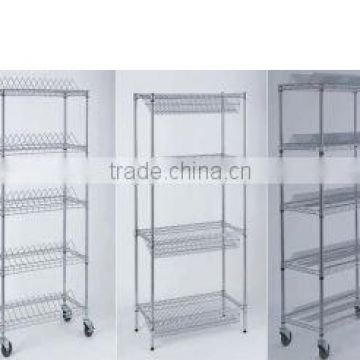 commercial wire mesh shelf with wheels in alibaba