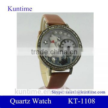 Women's and Girl's Pearl Diamante Style Leather Analog Quartz Wrist Watch