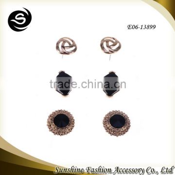 Stud earrings set for 2015 latest artificial earrings plated in gold jewelry supplies wholesale in China