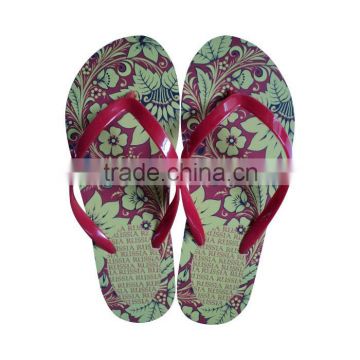 custom made woman slipper with heat transfer printing flowers