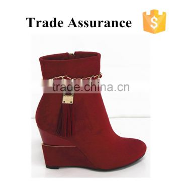 fashion winter snow boots woman wedge boots lovely red tassel boots