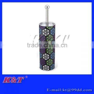 Bright luster flower pattern stainless steel Toilet brush holder