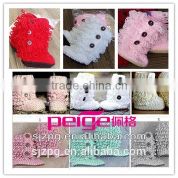 Coloful crochet handmade baby shoes Crochet baby cotton booties wholesales