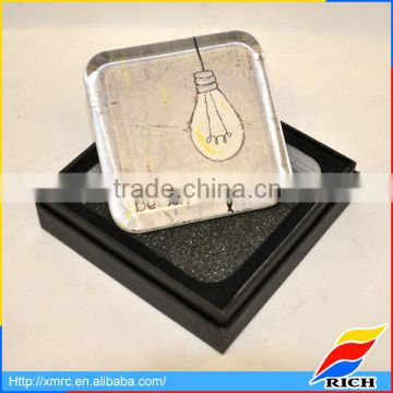 promotional customized souvenir square glass paper weight