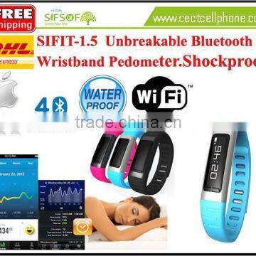 SIFIT-1.5 Unbreakable Bluetooth 4.0 Wristband Pedometer With WIFI hotspot. 4.0 Bluetooth Unbreakable Wristband Pedometer.