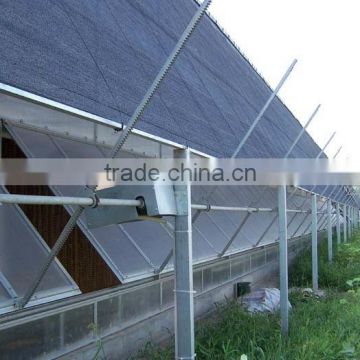 Mult-span greenhouse ventilation rack and pinion system
