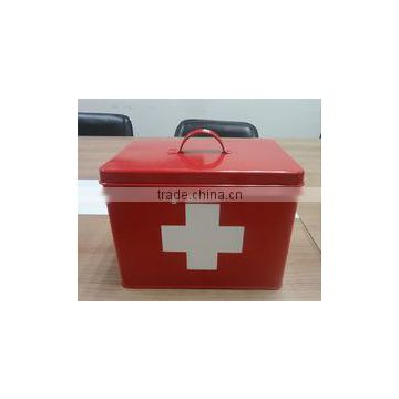 Household Rectangle Red Medicine Box Drugs Cabinet Storage Bin