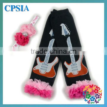 Funny Cotton Ruffle Leg Warmer Guitar Printed Baby Knitting Leg Warmers Baby Legging Wholesale