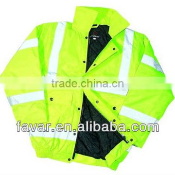 Waterproof hi vis breathable winter bomber jacket with quilted EN471