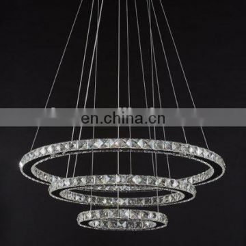 chrome golden 3 circles luxury crystal chandelier pendant for dining living room