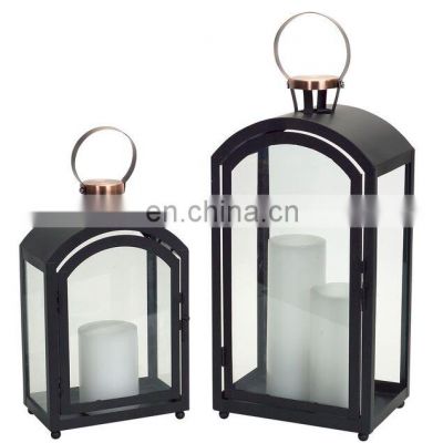 Wholesale Garden metal Lantern set of 2 lanterns black hook lantern