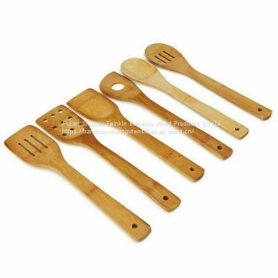 Bamboo Cooking Utensils set 6pcs Original China TWINKLE Kitchen Tools Wooden Spoons Spatula