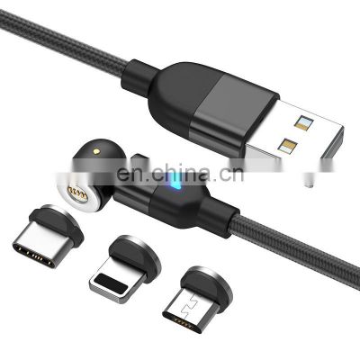 Wholesale 540 Rotation 3 In 1 Usb Data Cable Magnet Mobile Phone Magnetic 3A Fast Charging Cable for phone