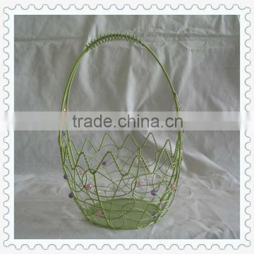 handmade decorative craft egg shape beaded baskets with handle